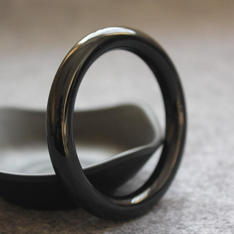 11MM Natural Pure Black Agate Round Bracelet Fashionable Charm Agate Bangle Jade Bracelet Women's Gift