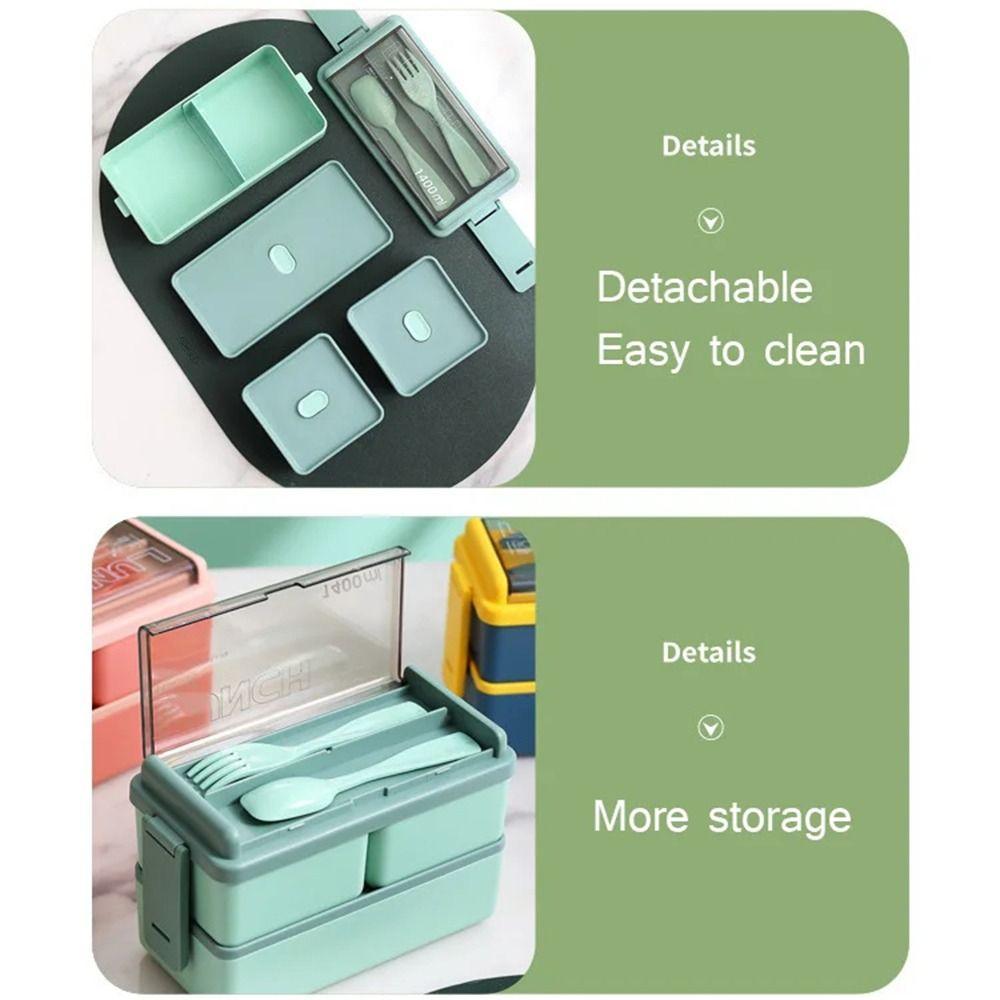 700/1400ml Capacity Portable Lunch Box Leakproof Design Food Lunchbox  Office Use