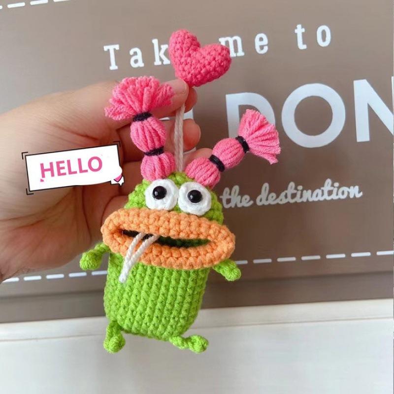 Hand-Crocheted Car Key Fob Cover, Big Mouth Key Protector, Cute Yarn Keychain for Car Keys, Unique Handmade Gift Car Key Cases