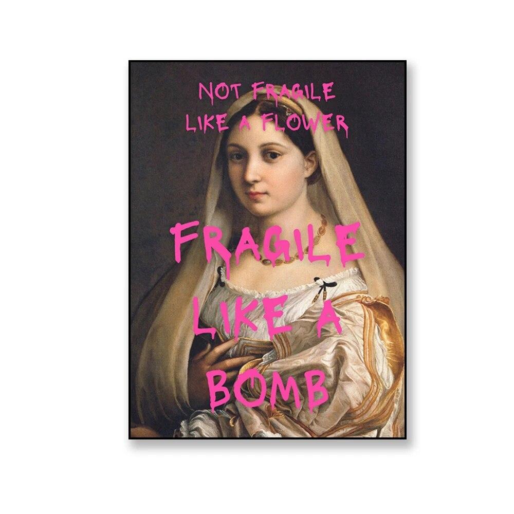 

Girl Power Art Плакат «Хрупкий, как бомба», принты, настенное искусство, измененное искусство, эклектичный домашний декор, холст, картина, домашний декор для спальни 21cm×30cm NoFrame