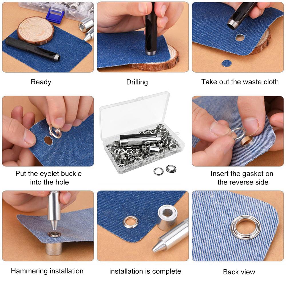 Buy 100 Sets Of Grommets Tool Kit Eyelet Buckle With Hole Tag Grommets 3 Pieces of 12mm Eyelet