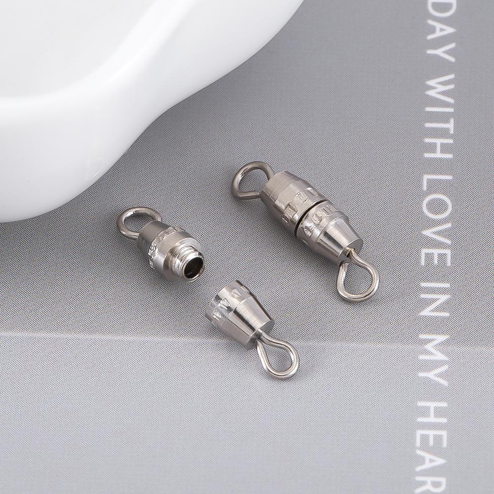 50pcs Cylinder Fasteners Clasps Buckles Closed End Screw Clasp Fastener with Ring DIY Bracelet Necklace Connector Jewelry Making