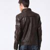 Autumn Winter  Slim Brown Stand Collar Jacket Faux Leather Fur Coat Suede