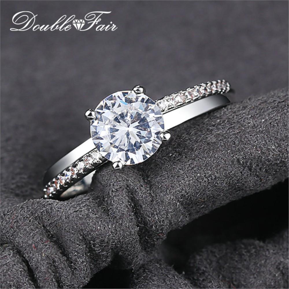 Dainty Shiny Iced Out Wedding Engagement Rings For Women AAA+ Cubic Zirconia White Gold Color Ring Jewelry Chirstmas Gift DFR486