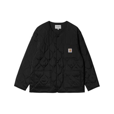 SS24 Skyton Liner Quadratischer Anhänger Druckknopfverschluss Rundhalsausschnitt Langarm Jacke Herren Jacken Schwarz I032990-89-XX