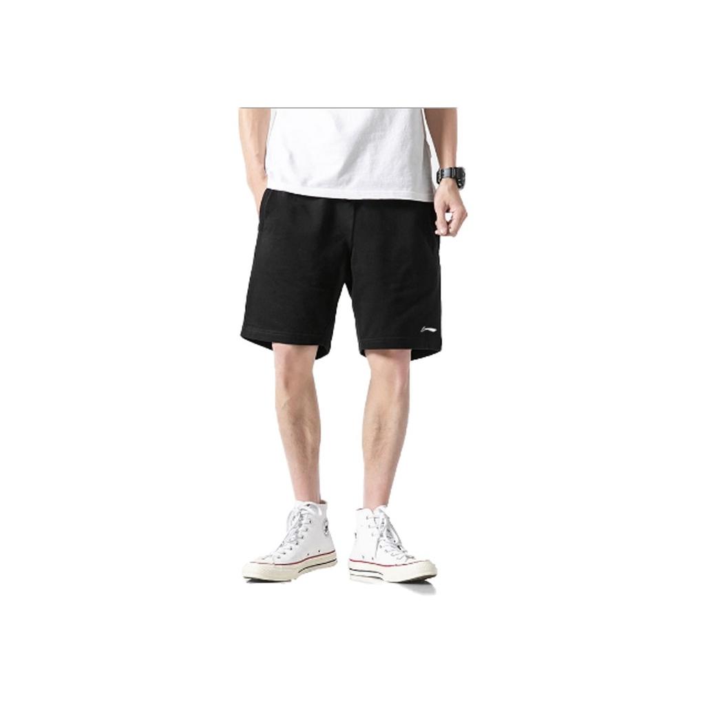 Li-Ning Reflective Series Letter Logo Print Round Neck Short Sleeve T-Shirt Casual Sports Set Men Tops White Black ATST631-2+AKST633-1