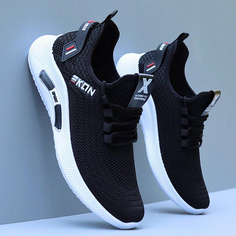 2025 Men's Breathable Trendy Mesh Running Sneakers - Versatile Soft Sole Casual White Shoes