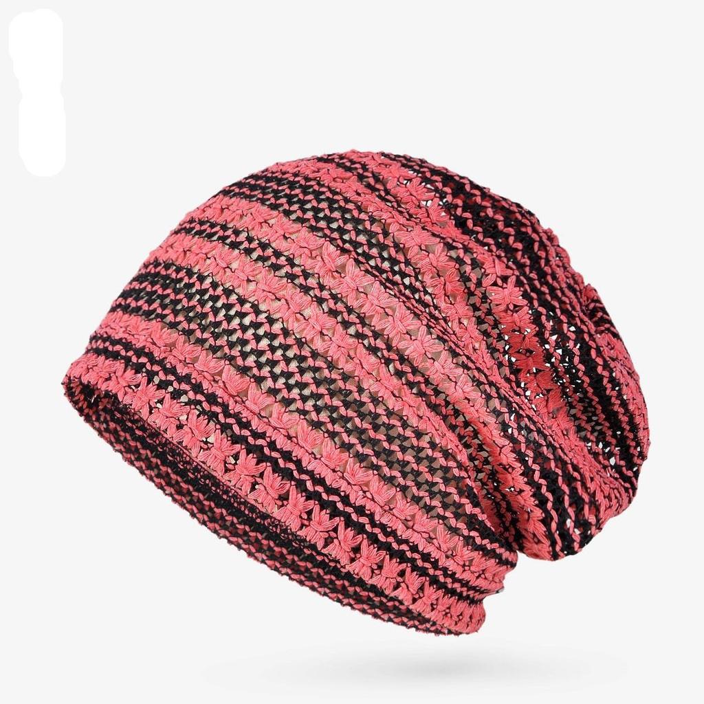 Women's Lightweight Handmade Hollow Crochet Head-Wrapping Hat Casual Breathable Fashion Versatile Lace Woven Slouchy Pull-On Hat