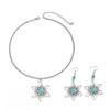 Retro Ethnic Turquoise Coconut Tree Necklace, Simple Threaded Love Necklace Jewelry Set