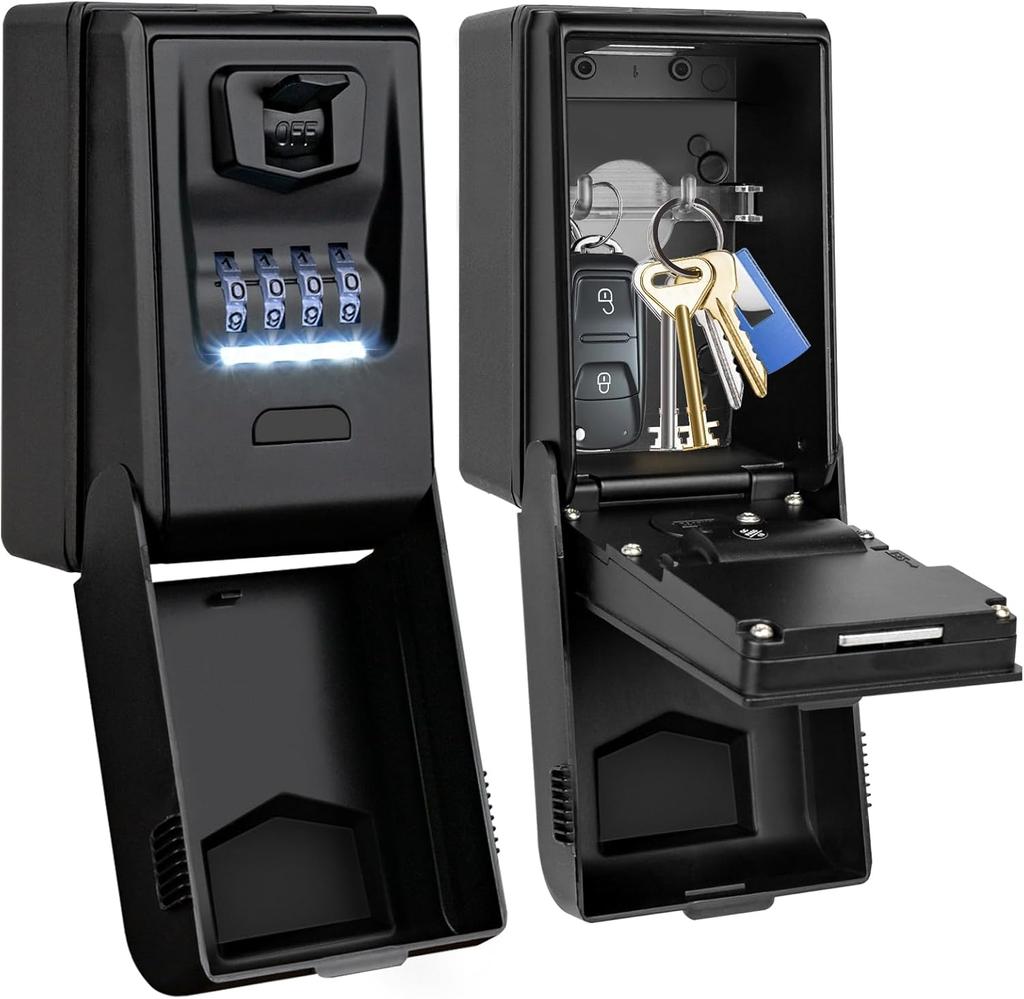 Outdoor Key Safe With Luminous Digital Code Waterproof Sturdy Key Box, Weatherproof Key Safe For Home, Garage, School, Office