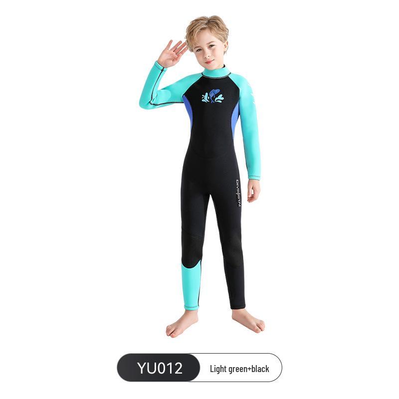 Traje de neopreno completo para niños de 3 mm: Protección contra el frío y las medusas, Calidez, para Buceo Libre, Snorkel, Surf, Natación; Mangas largas y pantalones