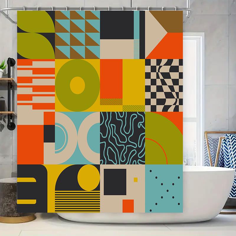 

Modern Bathroom Shower Curtain Set With Geometric Patterns Waterproof Decor For Home Bathrooms Available In Various Sizes W60H190(CM)-1 Pcs