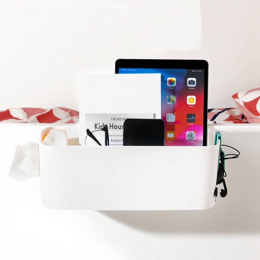 Plastic Bed Hanging Bag Free Punch Night Stand Shelves Multifunctional Sundries Organizer Magazine