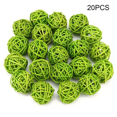 20 stuks rotanballen voor tuinbruiloftfeestkerstversiering(Groen)