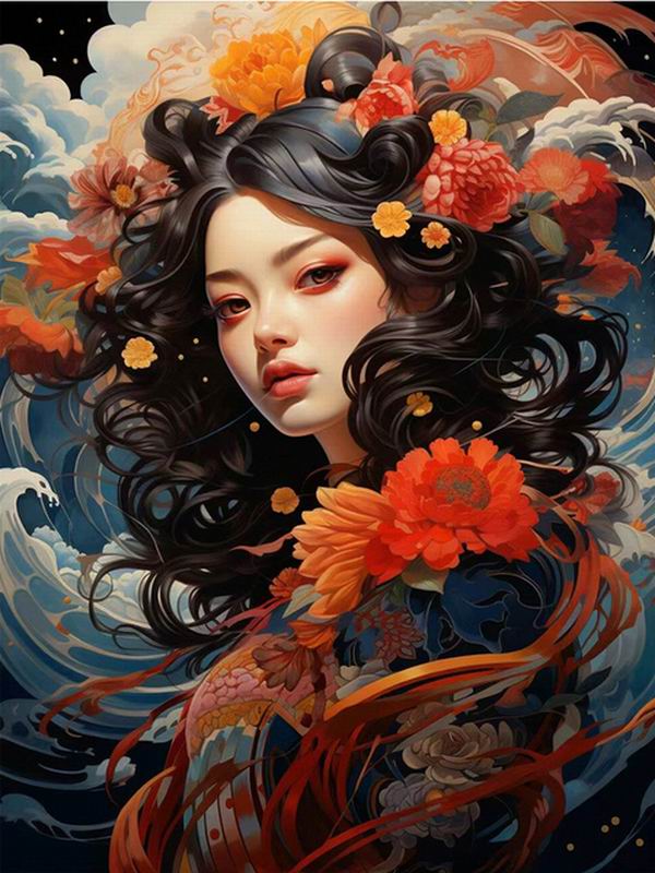 Elegant Women Diamond Painting Diy Full Square Round Drill Rhinestone Embroidery Woman Flower Mosaic Cross Stitch Kits Wall Decor