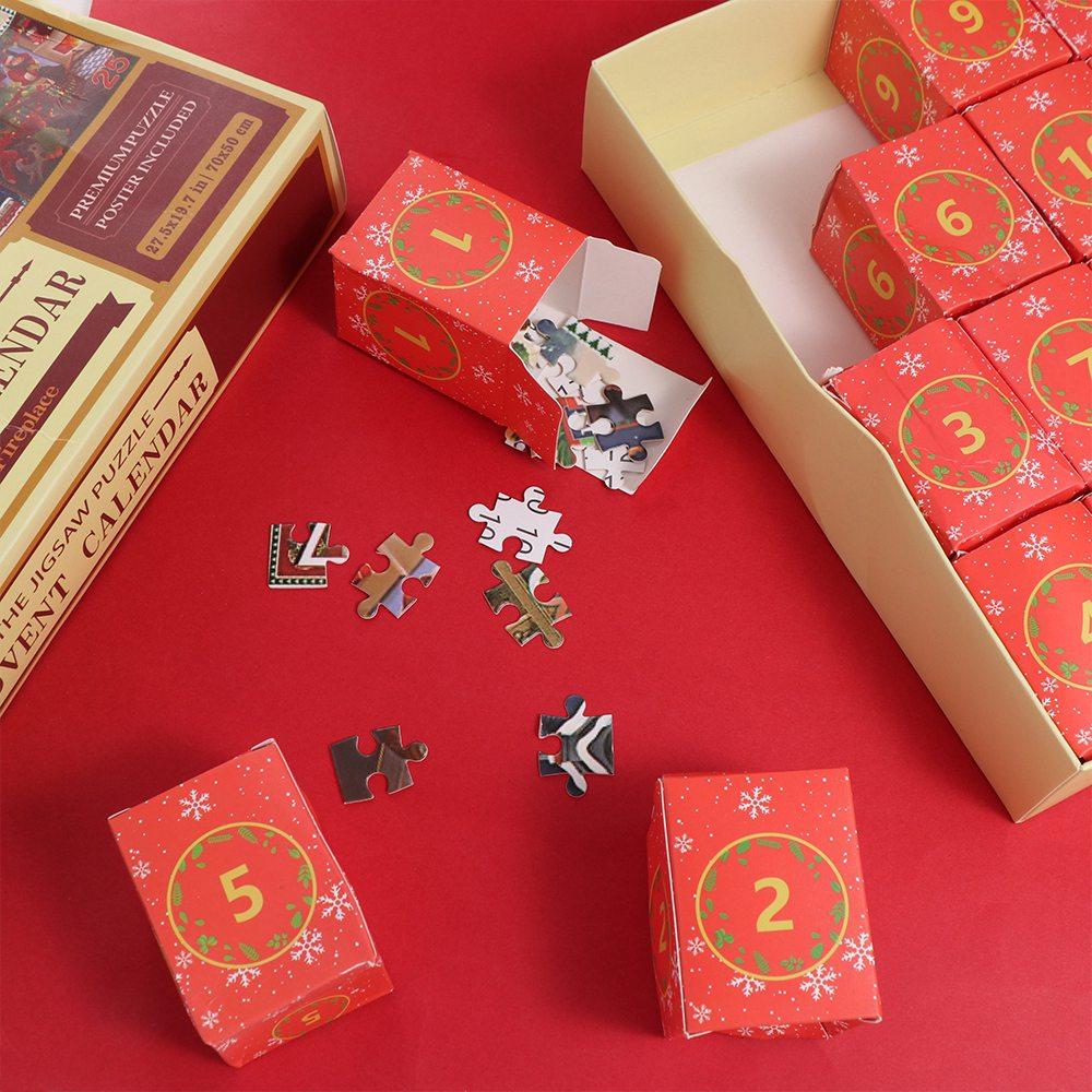 1000 Pieces Puzzle Christmas Advent Calendar Puzzle Christmas Gifts 24 Boxes 24 Days Countdown Calendars Calendar Box Cartoon