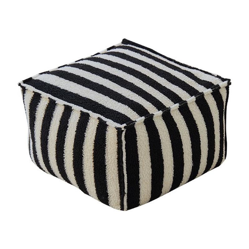 

Stripe Cushion Cover Pouf Meditation Modern Ottoman Creative Footstool for Living Room Home Decoration Small Stool Furniture