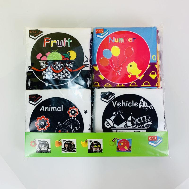 EN71 CPC Certification 4 in 1 Baby Fabric Book Black and White Red Cloth Book Baby Study Toy QB009A чёрный