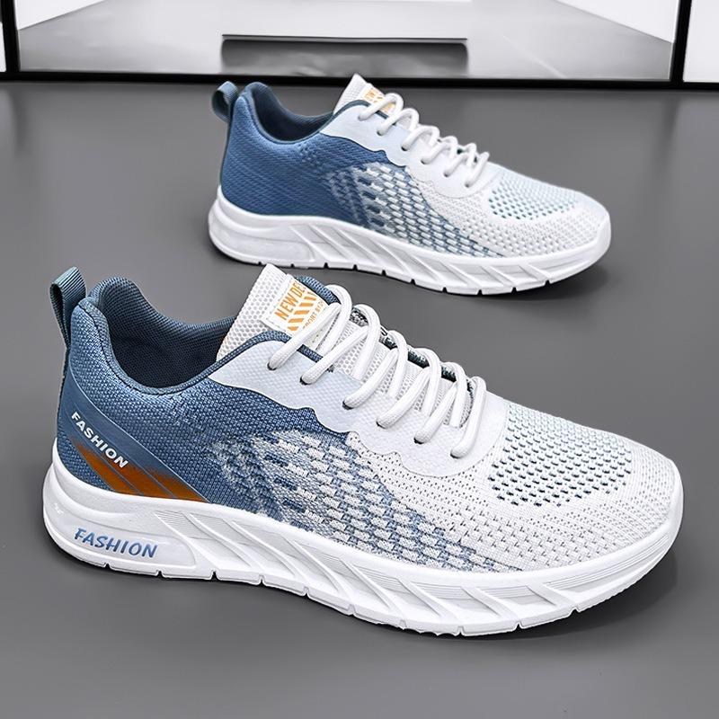 Men's shoes spring 2 new fly-woven mesh sneakers summer breathable white soft sole travel break