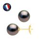Earrings - Genuine Tahitian Cultured Pearls 8-9 Mm - Yellow Gold - Women's Jewelry