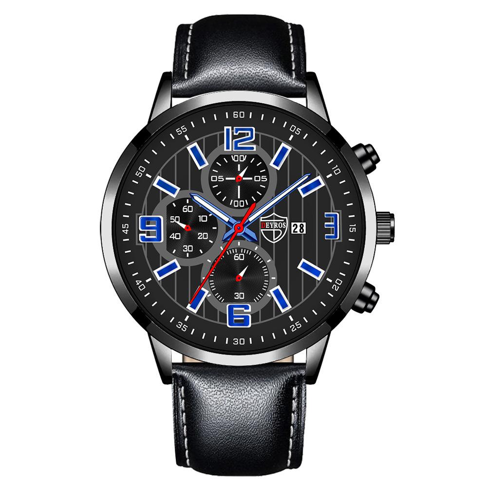 Steel Belt Men'S Watch Trendy Fashion Automatic Calendar Luminous Quartz Watch