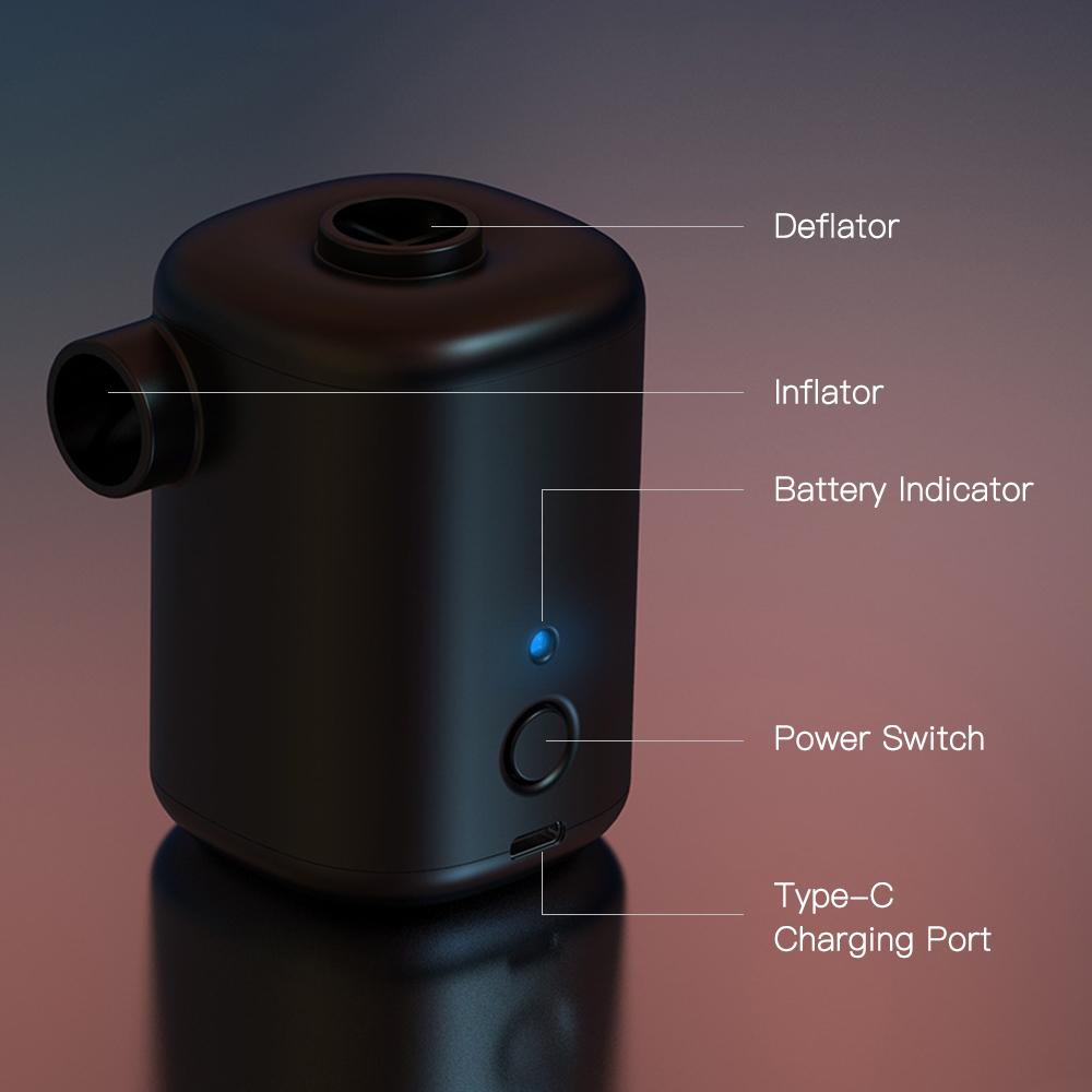 Mini pompă electrică de aer 2200Pa cu umflare și dezumflare fără fir 3000mAh umflare reîncărcabilă