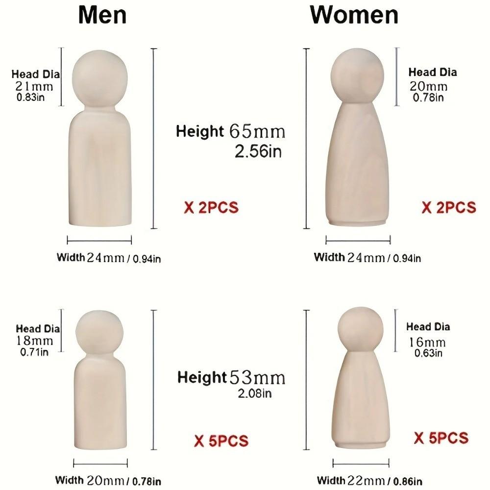 50Pcs Handmade Craft Unfinished Wooden Peg Dolls DIY Craft Art Painting Peg People Natural Material Doll Bodies Party Decor