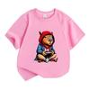 Kids Boys Girls 100% Cotton Crew Neck Short Sleeve T-Shirt, Funny Capybara Gamer Pattern Casual Soft Breathable Tee For Game Lovers Children Daily Wea