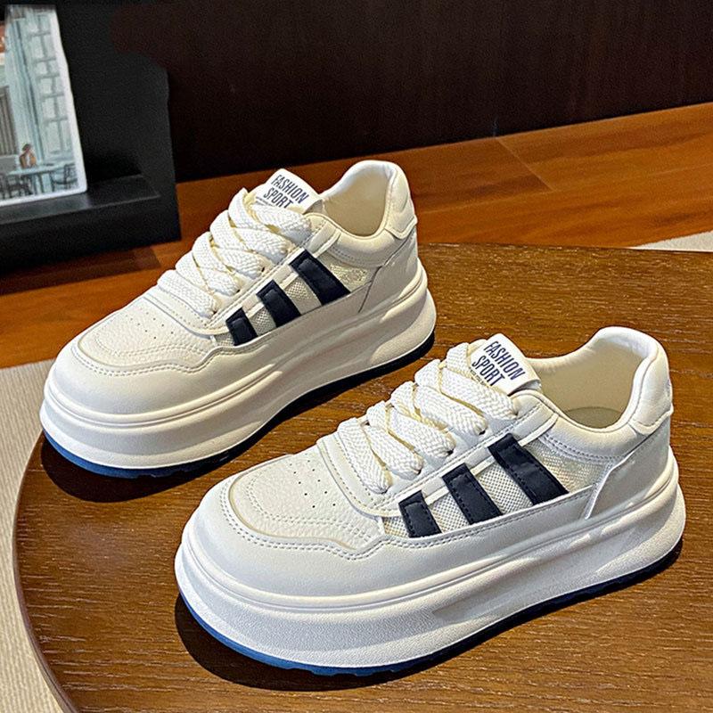 First Layer Cowhide White Shoes Women s Shoes Thick Soled Height Increasing Board Shoes Summer Mesh Breathable Lightweight Casual Sports Shoes 35 синий