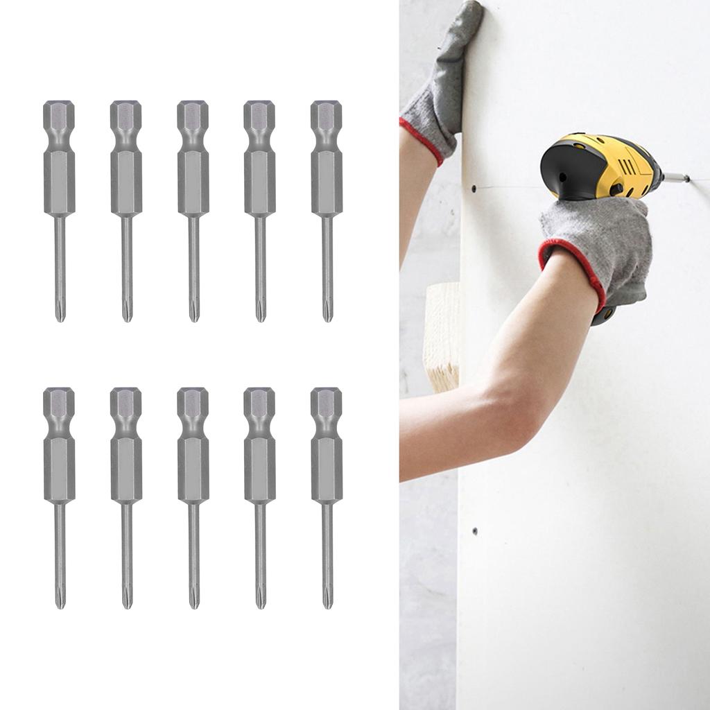 10Pcs Cross Electric Screwdriver Bits Magnetic Alloy Steel Replacement Parts 2.5mm