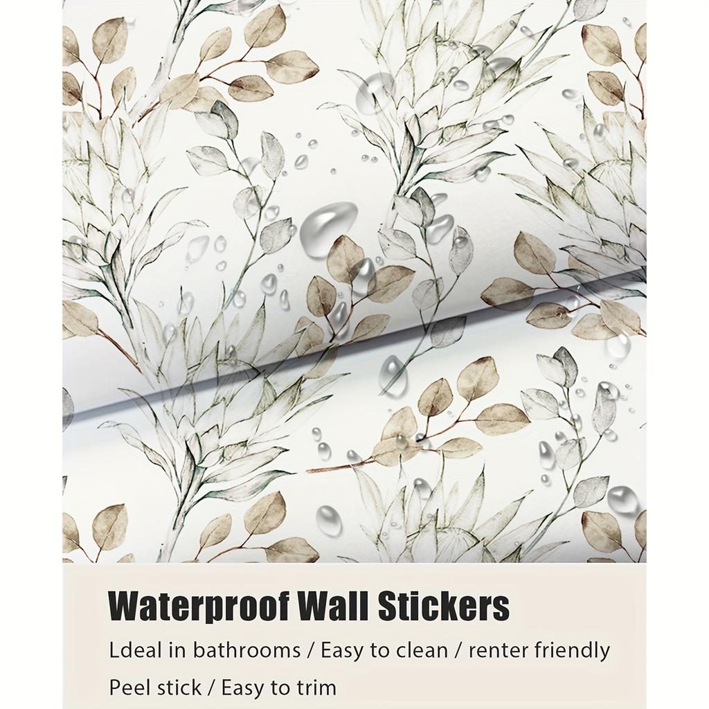1 Roll Watercolour Leaf Pattern Thickened Self-adhesive Wallpaper Waterproof and Moisture-proof, Home Decoration Wall Stickers,
