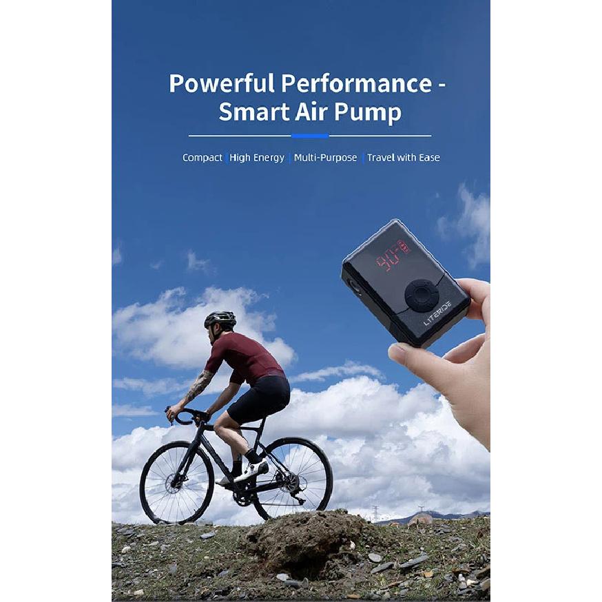 LITERIDE 120 PSI Portable Pocket Bike Electric Air Pump MINI Tire Inflator For Bicycle Digital Gauge Display