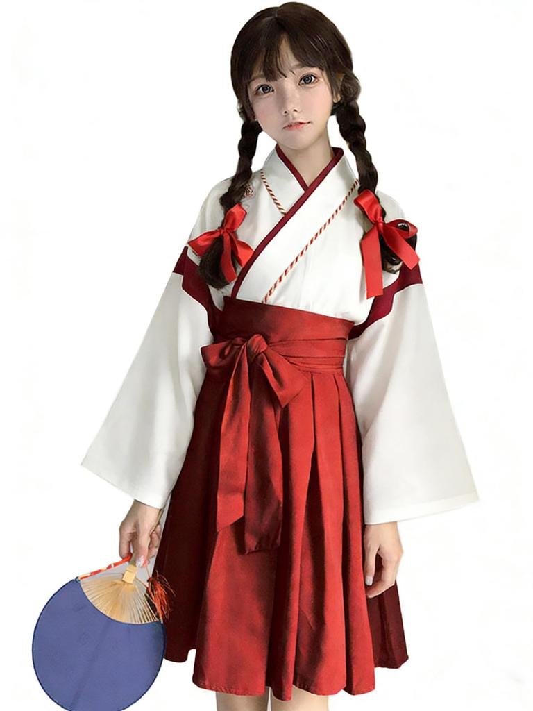Qichenk Cosplay Costume for and Adult Short Yukata Kimono with Hanfu Perfect for Summer and Gothic Lolita M Women's Halloween, Parties, Events, Obi,