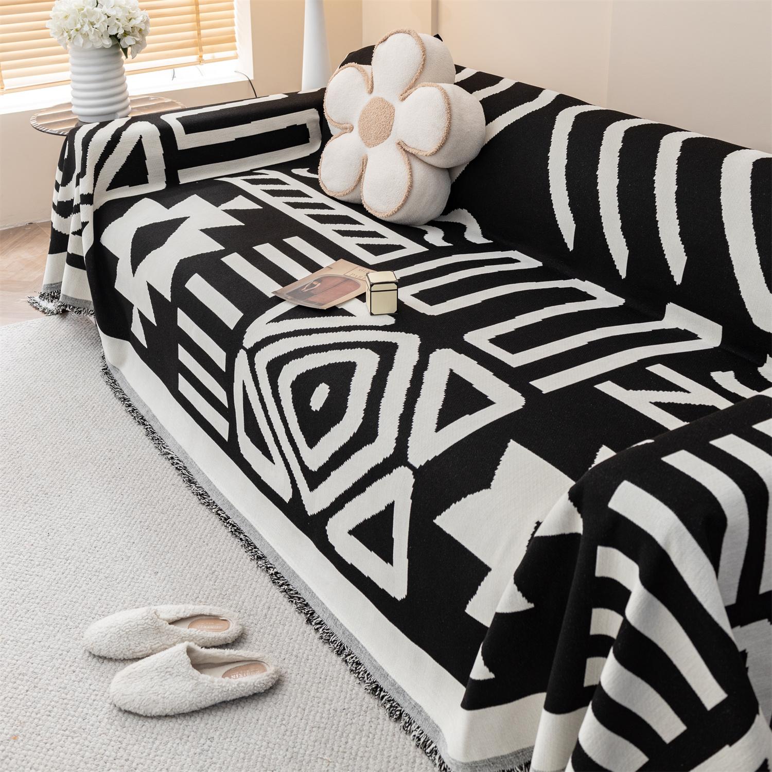 

Полотенце для дивана Boho Jacquard Chenille с кисточками, двухстороннее, для гостиной, кемпинга, пикника, большого одеяла, отдыха, пляжа 180X380