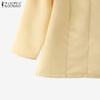 ZANZEA Women Casual Round Neck Solid Color Summer 3/4 Sleeve Blouse