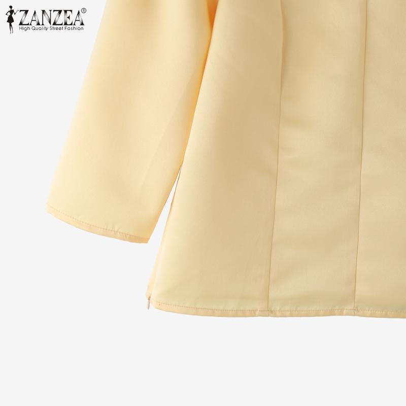 ZANZEA Women Casual Round Neck Solid Color Summer 3/4 Sleeve Blouse