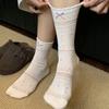 Ins Love Bow White Socks Women'S Summer Hollow Thin Transparent Tube Socks Ballet Style Boneless Pile Socks