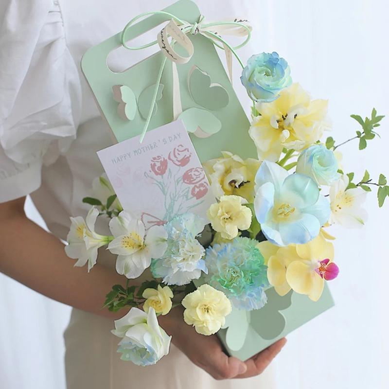 Boîte fourre-tout pour bouquet, panier à poignée creuse en forme de papillon, boîtes d'emballage pour cadeaux de fête