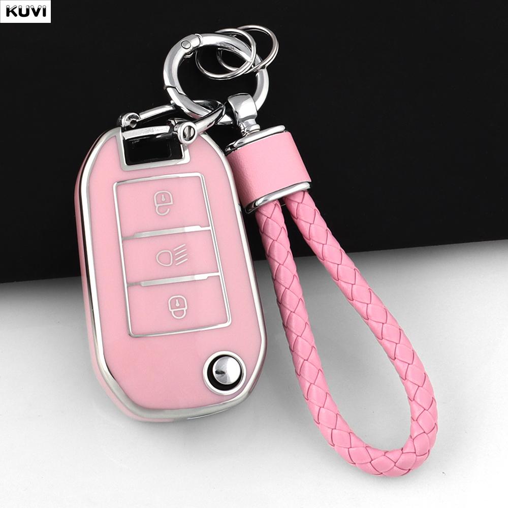 TPU Car Folding Key Case Cover Shell For Peugeot 208 308 408 508 2008 3008 4008 5008 For Citroen C3 C4 CACTUS C6 C8 Accessories