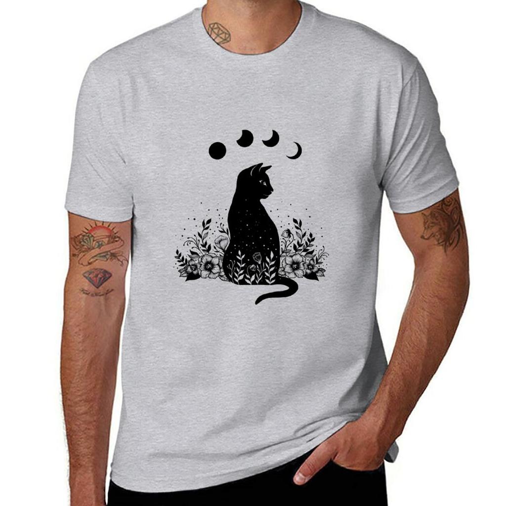 Night Garden Cat TShirt summer tops sports fans oversized t shirts for men