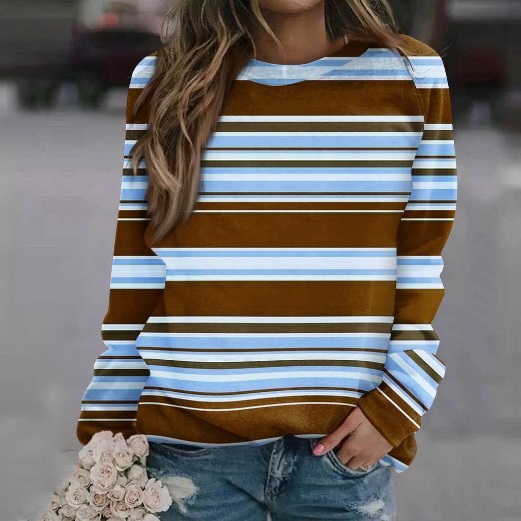 Felpa da Donna alla Moda Casual a Maniche Lunghe con Stampa Natalizia al Collo