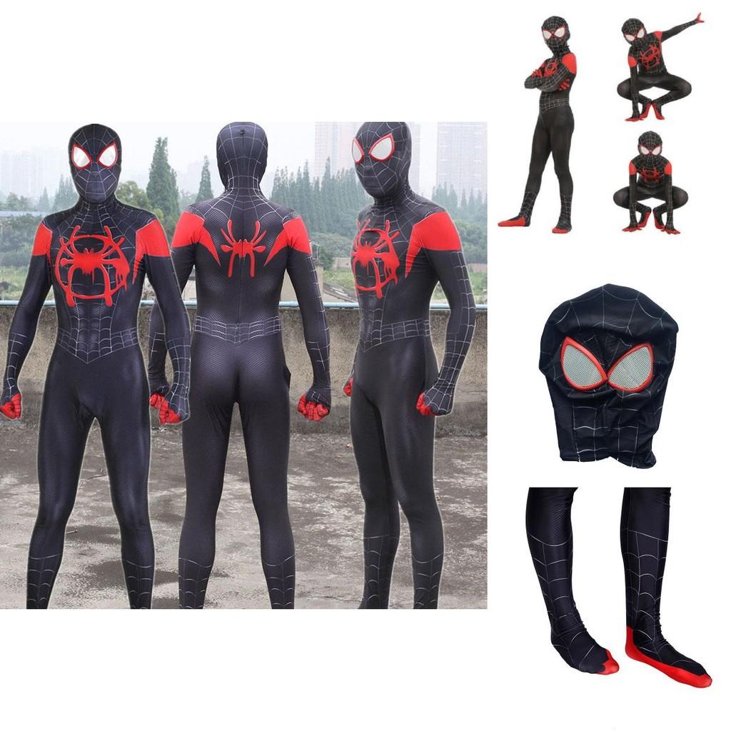 Breathable And Stretchable Spider Miles Morales Costume For Kids And Adults