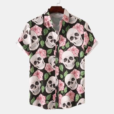 Sommer-Hemd im Hawaii-Stil für Herren mit Blumenmuster, kurzärmiges Strandhemd mit Blumenmuster, kurzärmliges Herrenhemd