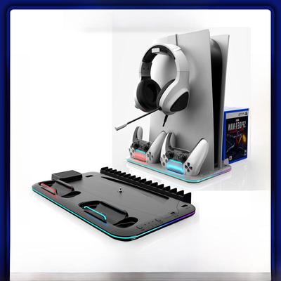 Multifunkčná chladiaca základňa pre PS5 Slim s nabíjačkou ovládačov a úložiskom na herné disky