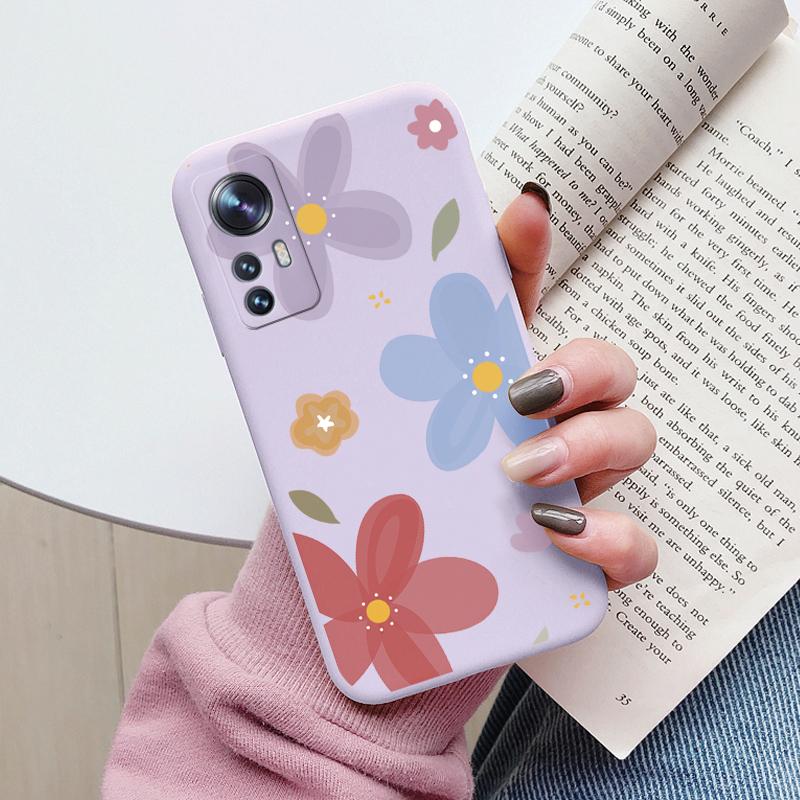 Flower Phone Case For Xiaom 12T Mi12T Pro Funda Cute Heart Cartoon Owl Xiaomi 12 T Xiaomi12T Pro Matte Soft TPU Back Cover Shell