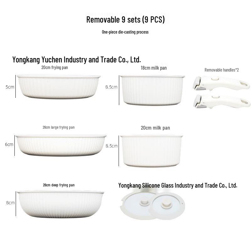 16-Piece Non-Stick Cookware Set with Detachable Handles