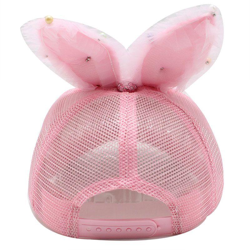 Cartoon-Baseballkappe mit langen Ohren Sommer Neuheit Kinder Mesh-Kappe Perlenstück Mädchen Sonnenhut