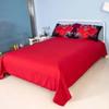 3D Oil Red Rose Bedding Sets 100% Cotton King Queen Size Red Rose Duvet Cover Sets,Queen/Full Size with 2 Pillowcases