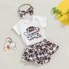 Baby Girl Summer Outfits Letter Baseball Print Short Sleeve Romper Skorts Headband 3Pcs Clothes Set