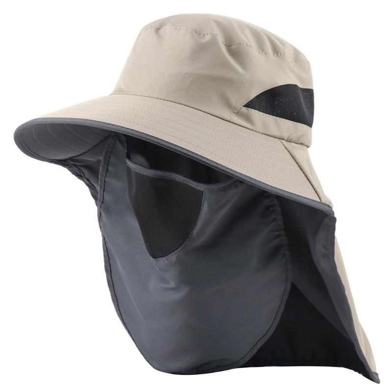 Wide Brim Sun Hat Women Men UV Protection Outdoor Fishing With Neck Flap Breathable Cap